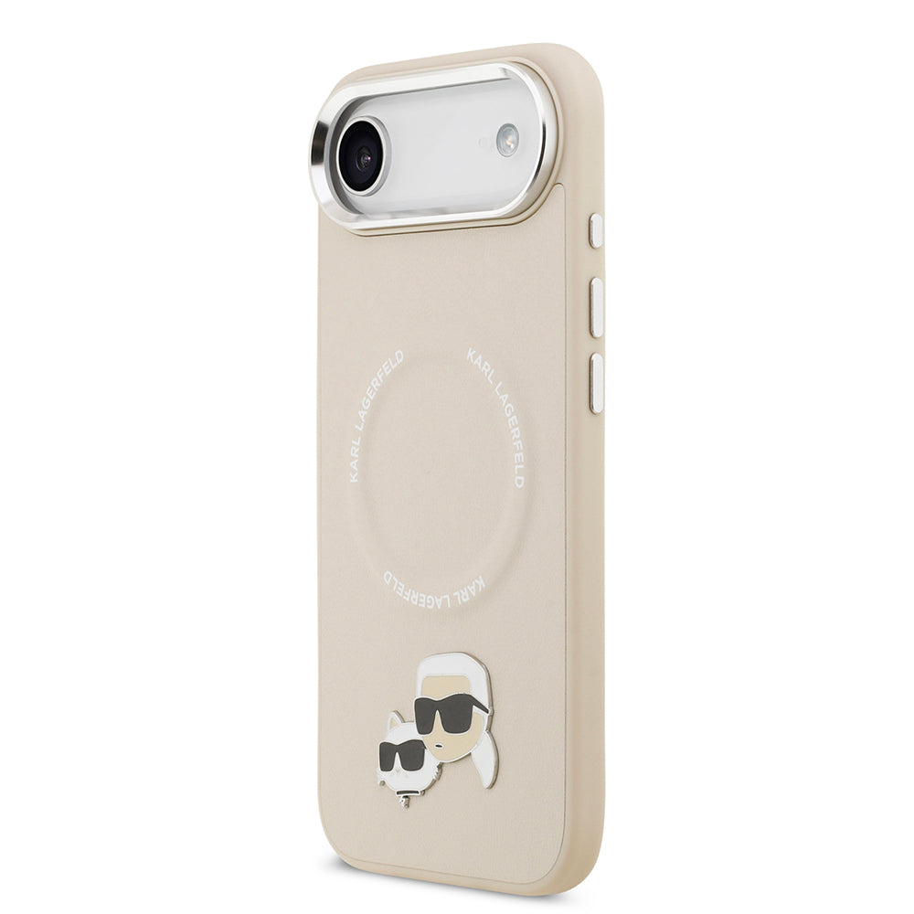 iPhone 17 Air Kılıf Karl Lagerfeld Orijinal Lisanslı M-safe Şarj Özellikli Metal Kamera ve Buton Tasarımlı K&C PU Deri Kılıf