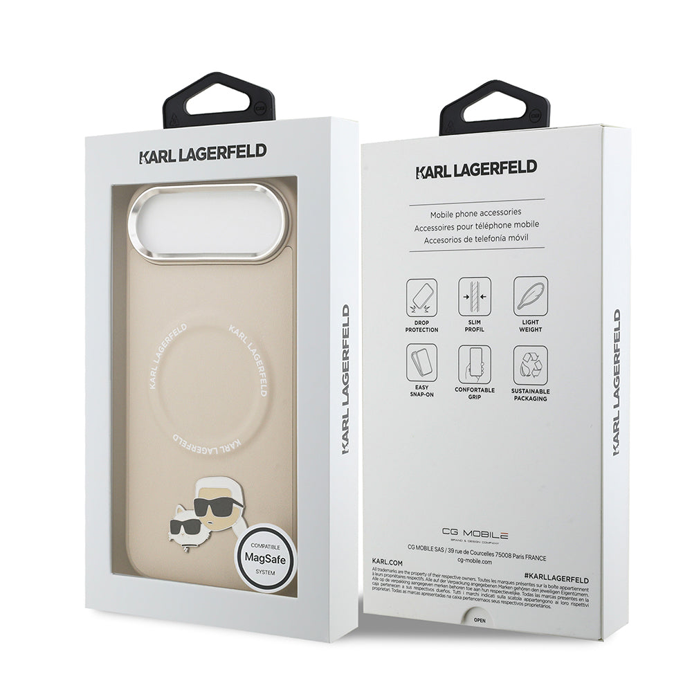 iPhone 17 Air Kılıf Karl Lagerfeld Orijinal Lisanslı M-safe Şarj Özellikli Metal Kamera ve Buton Tasarımlı K&C PU Deri Kılıf