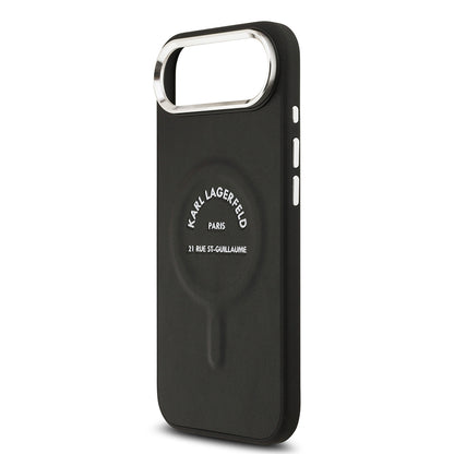 iPhone 17 Air Kılıf Karl Lagerfeld Orijinal Lisanslı M-safe Şarj Özellikli Metal Kamera ve Buton Tasarımlı Paris RSG PU Deri Kılıf