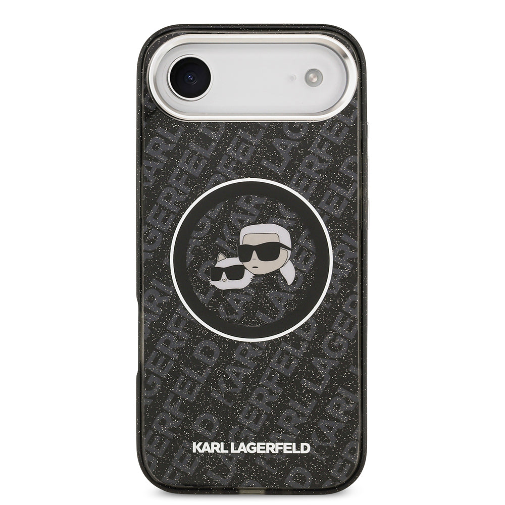 iPhone 17 Air Kılıf Karl Lagerfeld Orijinal Lisanslı Parlayan Simli Karl & Choupette Heads Kılıf