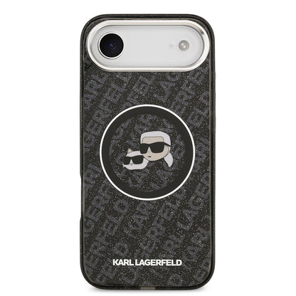 iPhone 17 Air Kılıf Karl Lagerfeld Orijinal Lisanslı Parlayan Simli Karl & Choupette Heads Kılıf