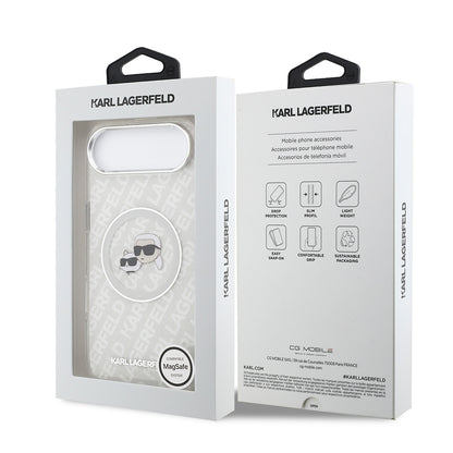 iPhone 17 Air Kılıf Karl Lagerfeld Orijinal Lisanslı Parlayan Simli Karl & Choupette Heads Kılıf