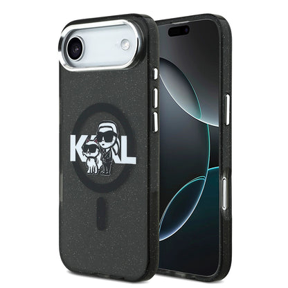 iPhone 17 Air Kılıf Karl Lagerfeld Orijinal Lisanslı Parlayan Simli Karl & Choupette Sketch Logo Kılıf