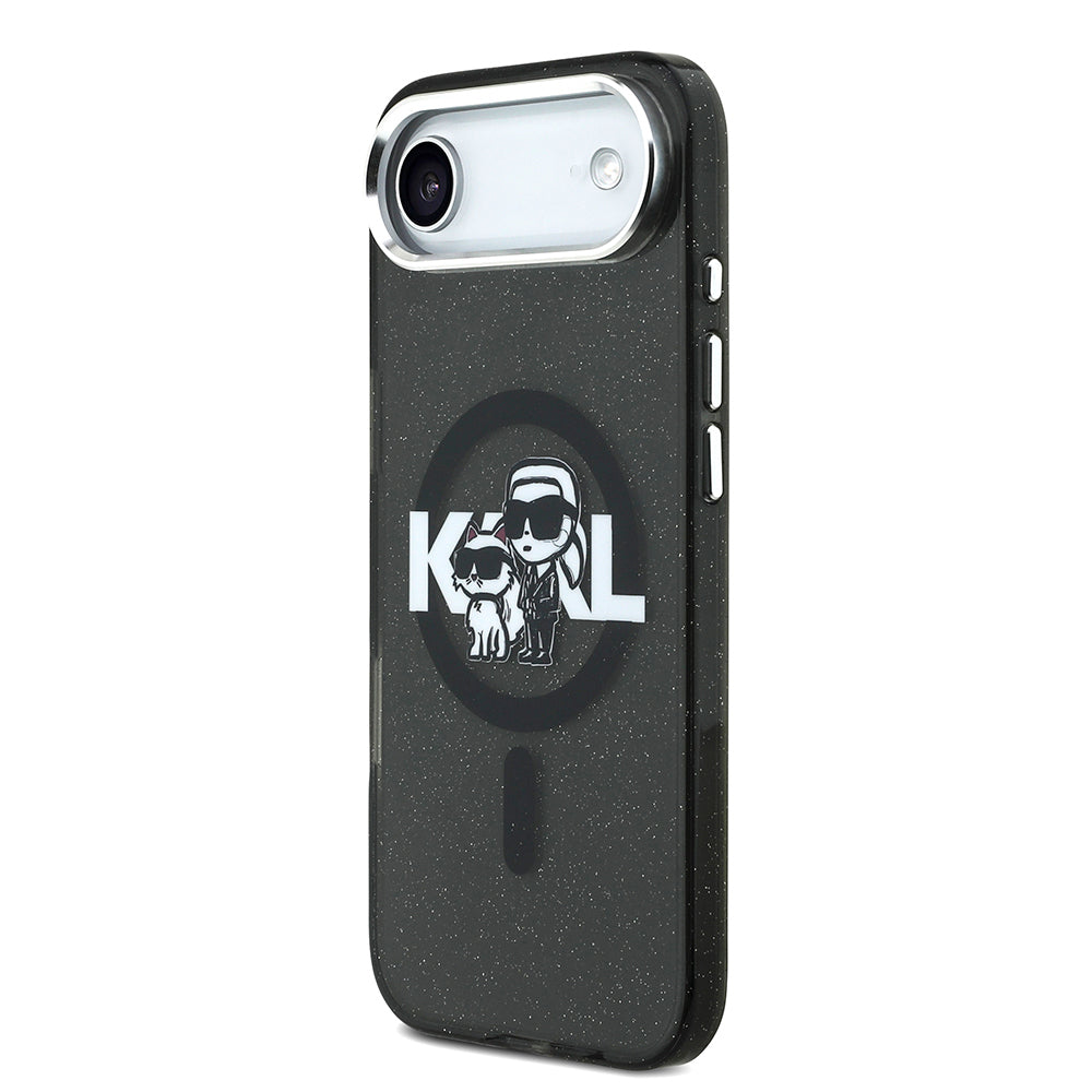 iPhone 17 Air Kılıf Karl Lagerfeld Orijinal Lisanslı Parlayan Simli Karl & Choupette Sketch Logo Kılıf