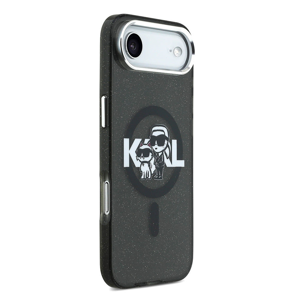 iPhone 17 Air Kılıf Karl Lagerfeld Orijinal Lisanslı Parlayan Simli Karl & Choupette Sketch Logo Kılıf