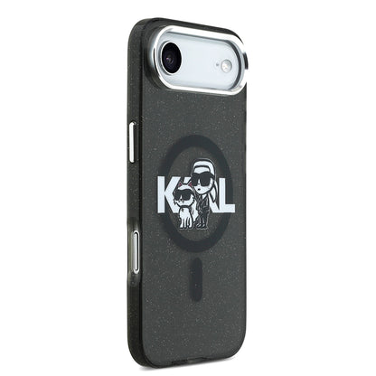 iPhone 17 Air Kılıf Karl Lagerfeld Orijinal Lisanslı Parlayan Simli Karl & Choupette Sketch Logo Kılıf