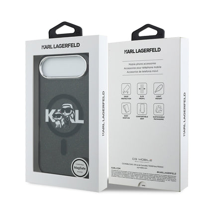 iPhone 17 Air Kılıf Karl Lagerfeld Orijinal Lisanslı Parlayan Simli Karl & Choupette Sketch Logo Kılıf