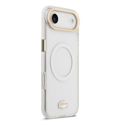 iPhone 17 Air Kılıf Lacoste Orijinal Lisanslı M-safe Şarj Özellikli Gold Timsah Logolu Buzlu Kılıf