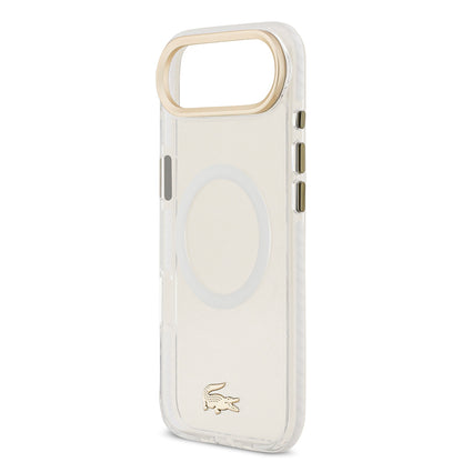 iPhone 17 Air Kılıf Lacoste Orijinal Lisanslı M-safe Şarj Özellikli Gold Timsah Logolu Buzlu Kılıf