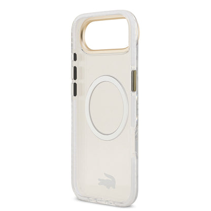 iPhone 17 Air Kılıf Lacoste Orijinal Lisanslı M-safe Şarj Özellikli Gold Timsah Logolu Buzlu Kılıf