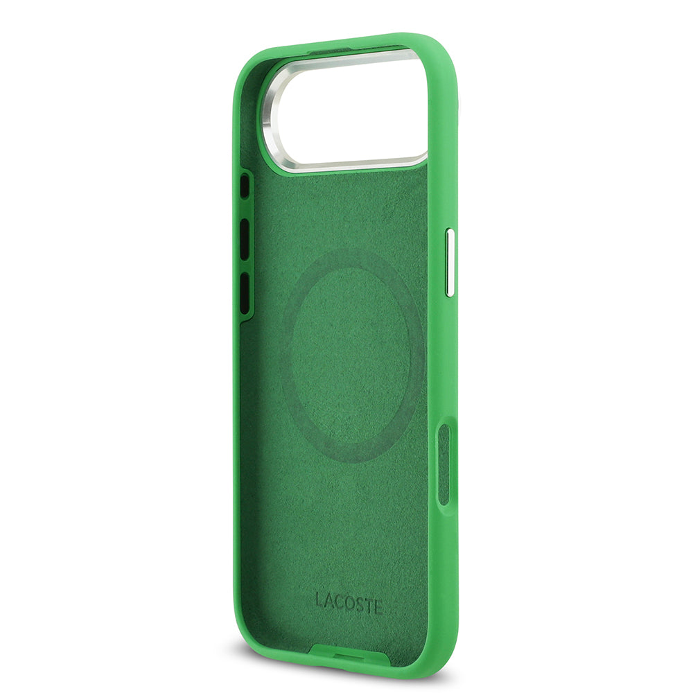 iPhone 17 Air Kılıf Lacoste Orijinal Lisanslı M-safe Şarj Özellikli İkonik Logolu Metal Kamera Çerçeveli Silikon Kılıf