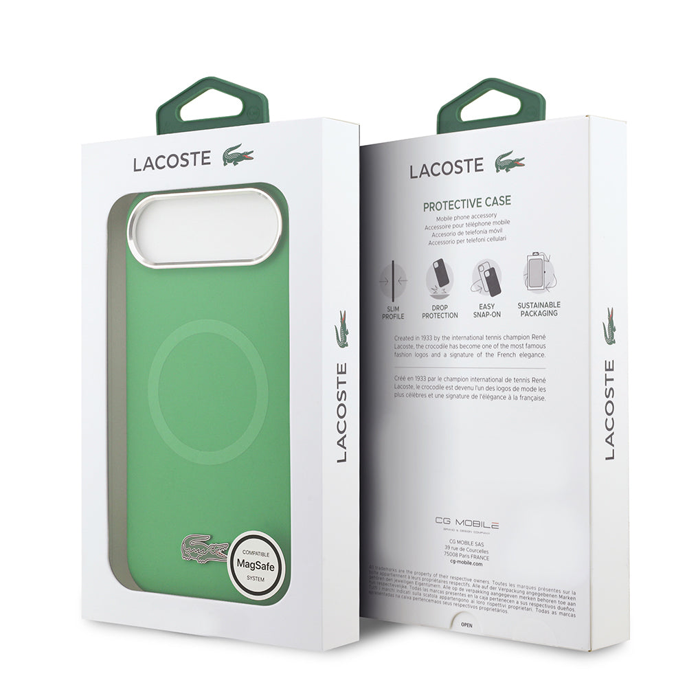 iPhone 17 Air Kılıf Lacoste Orijinal Lisanslı M-safe Şarj Özellikli İkonik Logolu Metal Kamera Çerçeveli Silikon Kılıf