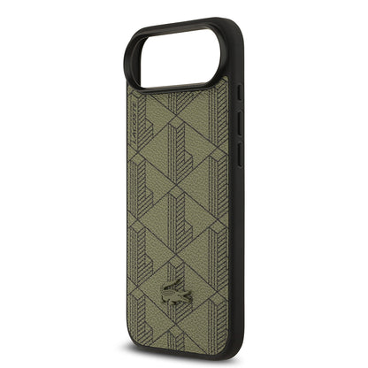 iPhone 17 Air Kılıf Lacoste Orijinal Lisanslı M-safe Şarj Özellikli PU Deri Tasarımlı Kartlıklı Karışık Monogram Desenli Kılıf