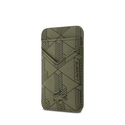 iPhone 17 Air Kılıf Lacoste Orijinal Lisanslı M-safe Şarj Özellikli PU Deri Tasarımlı Kartlıklı Karışık Monogram Desenli Kılıf