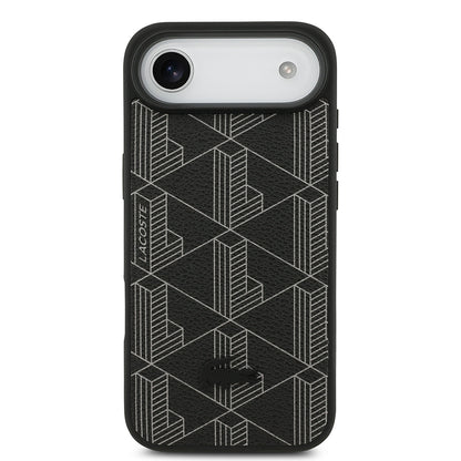 iPhone 17 Air Kılıf Lacoste Orijinal Lisanslı M-safe Şarj Özellikli PU Deri Tasarımlı Kartlıklı Karışık Monogram Desenli Kılıf