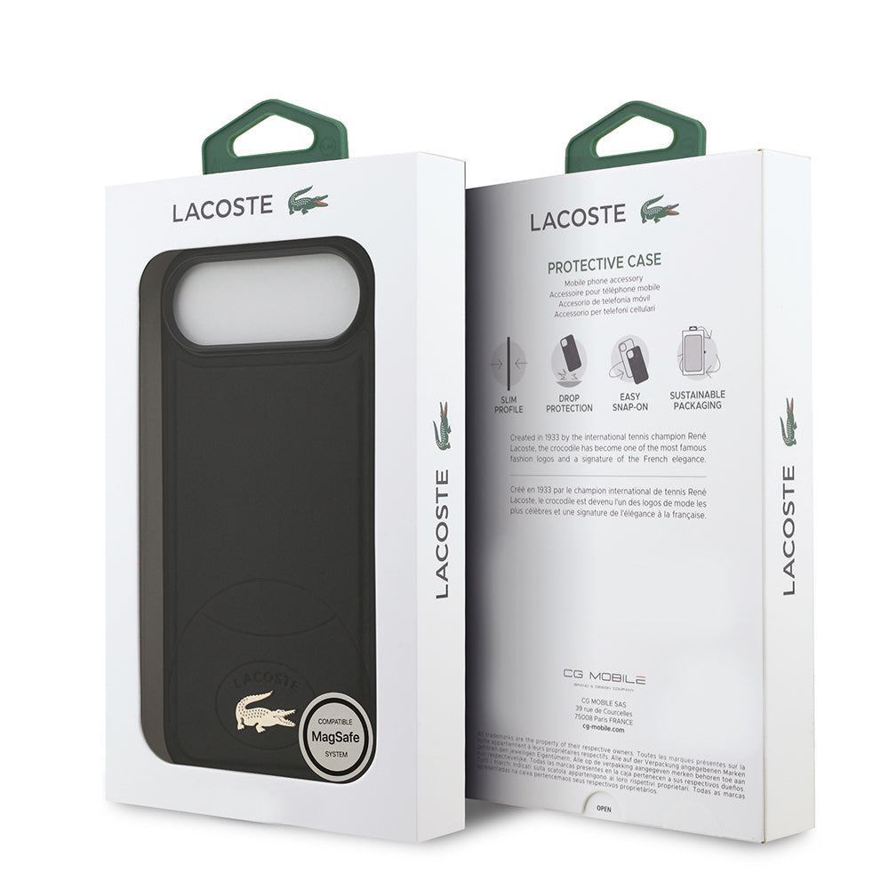 iPhone 17 Air Kılıf Lacoste Orijinal Lisanslı M-safe Şarj Özellikli PU Deri Tasarımlı Metal Logolu Kılıf