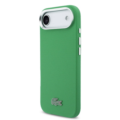 iPhone 17 Air Kılıf Lacoste Orijinal Lisanslı M-Safe Şarj Özellikli PVC Pike Desenli Arka Yüzey İkonik Timsah Dokuma Logolu Kılıf
