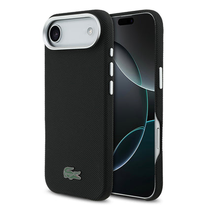 iPhone 17 Air Kılıf Lacoste Orijinal Lisanslı M-Safe Şarj Özellikli PVC Pike Desenli Arka Yüzey İkonik Timsah Dokuma Logolu Kılıf