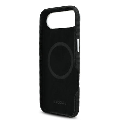 iPhone 17 Air Kılıf Lacoste Orijinal Lisanslı M-Safe Şarj Özellikli PVC Pike Desenli Arka Yüzey İkonik Timsah Dokuma Logolu Kılıf
