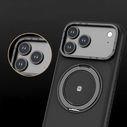 iPhone 17 Air Kılıf M-safe Şarj Özellikli Metal Standlı Lenyes CK225 Kevlar Kılıf