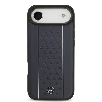 iPhone 17 Air Kılıf Mercedes Benz OrijinalLisanslı M-safe Şarj Özellikli Şeritli Yıldız Desenli Metal Logolu Deri Kılıf