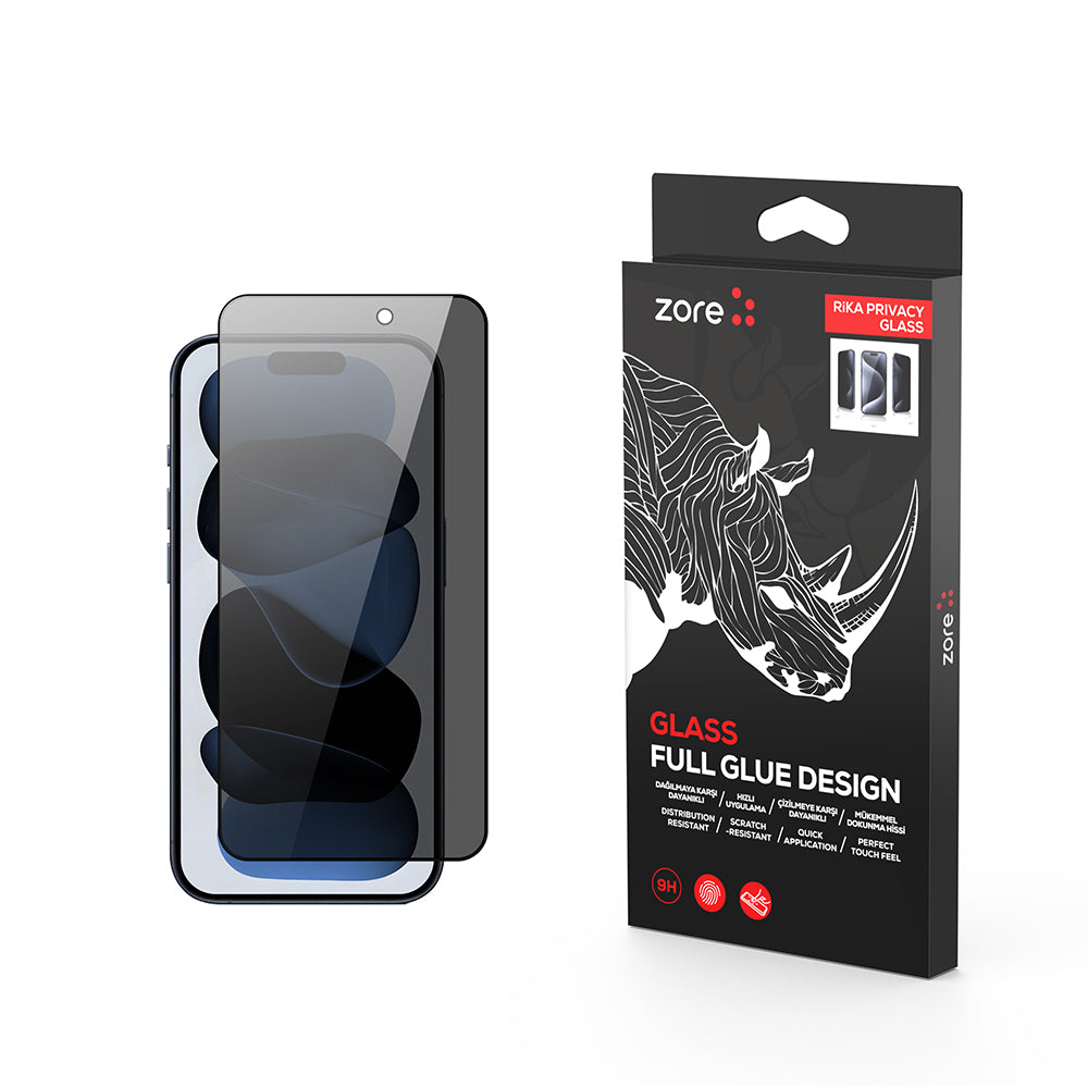 iPhone 17 Air Zore Rika Premium Privacy Temperli Cam Ekran Koruyucu