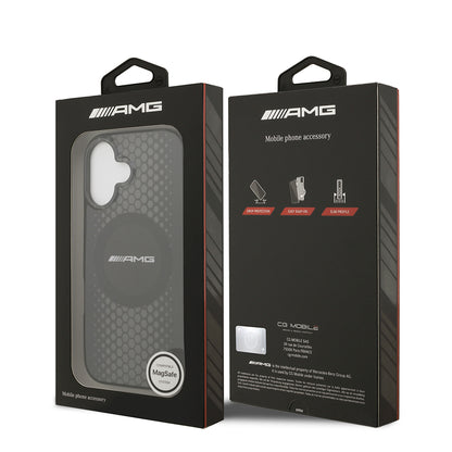 iPhone 17 Kılıf AMG Orijinal Lisanslı Çift Katmanlı Büyük Logolu Petek Desenli Kılıf