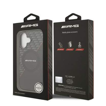 iPhone 17 Kılıf AMG Orijinal Lisanslı M-safe Şarj Özellikli Çift Katmanlı Kırmızı Çapraz Çizgili Kılıf