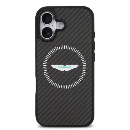 iPhone 17 Kılıf Aston Martin Orijinal Lisanslı M-safe Şarj Özellikli Karbon Fiber Kılıf