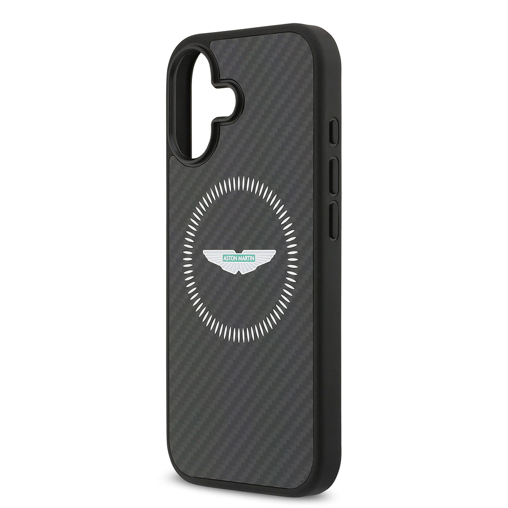 iPhone 17 Kılıf Aston Martin Orijinal Lisanslı M-safe Şarj Özellikli Karbon Fiber Kevlar Kılıf