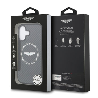 iPhone 17 Kılıf Aston Martin Orijinal Lisanslı M-safe Şarj Özellikli Karbon Fiber Kevlar Kılıf