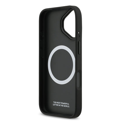 iPhone 17 Kılıf BMW Orijinal Lisanslı M-safe Şarj Özellikli Deri Arka Yüzey Metal Logolu Delikli Şerit Tasarımlı Kılıf