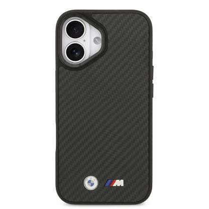 iPhone 17 Kılıf BMW Orijinal Lisanslı M-safe Şarj Özellikli Karbon Fiber Metal Logolu Kılıf