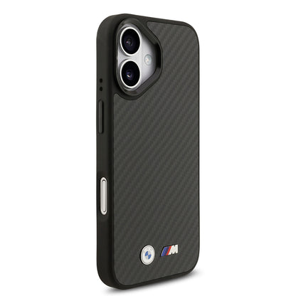 iPhone 17 Kılıf BMW Orijinal Lisanslı M-safe Şarj Özellikli Karbon Fiber Metal Logolu Kılıf