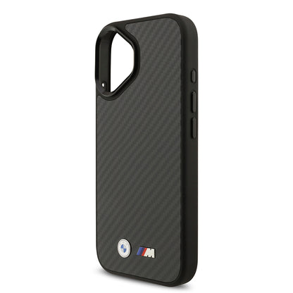 iPhone 17 Kılıf BMW Orijinal Lisanslı M-safe Şarj Özellikli Karbon Fiber Metal Logolu Kılıf