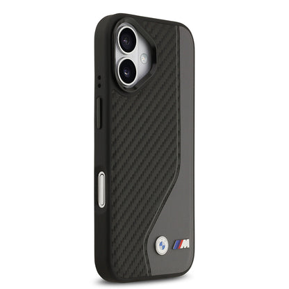 iPhone 17 Kılıf BMW Orijinal Lisanslı M-safe Şarj Özellikli Metal BMW ve M Logolu PU Karbon Tasarımlı Kılıf