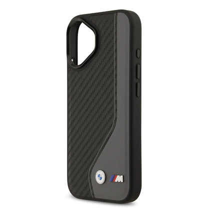 iPhone 17 Kılıf BMW Orijinal Lisanslı M-safe Şarj Özellikli Metal BMW ve M Logolu PU Karbon Tasarımlı Kılıf