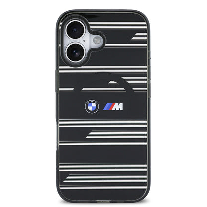 iPhone 17 Kılıf BMW Orijinal Lisanslı M-safe Şarj Özellikli Metal Kamera Butonlu Yatay Şeritli M Dizayn Kılıf