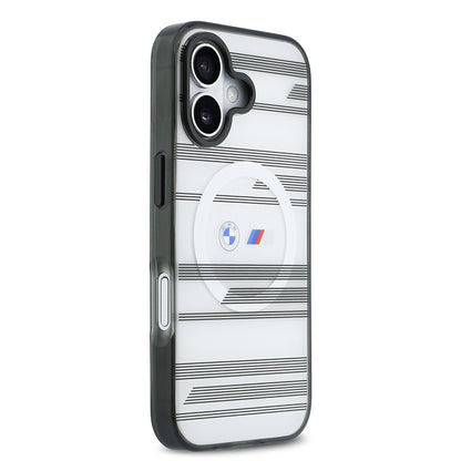 iPhone 17 Kılıf BMW Orijinal Lisanslı M-safe Şarj Özellikli Metal Kamera Butonlu Yatay Şeritli M Dizayn Kılıf
