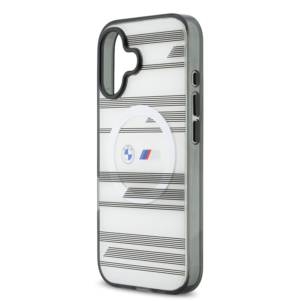 iPhone 17 Kılıf BMW Orijinal Lisanslı M-safe Şarj Özellikli Metal Kamera Butonlu Yatay Şeritli M Dizayn Kılıf