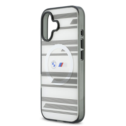 iPhone 17 Kılıf BMW Orijinal Lisanslı M-safe Şarj Özellikli Metal Kamera Butonlu Yatay Şeritli M Dizayn Kılıf