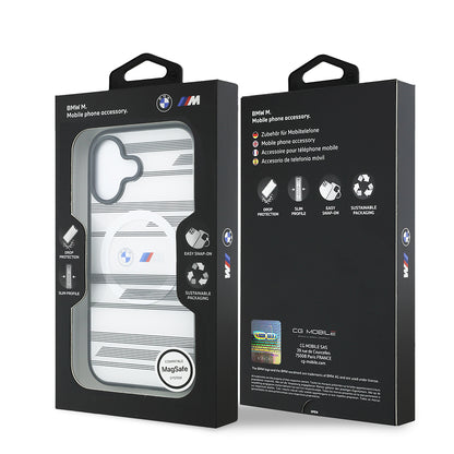 iPhone 17 Kılıf BMW Orijinal Lisanslı M-safe Şarj Özellikli Metal Kamera Butonlu Yatay Şeritli M Dizayn Kılıf