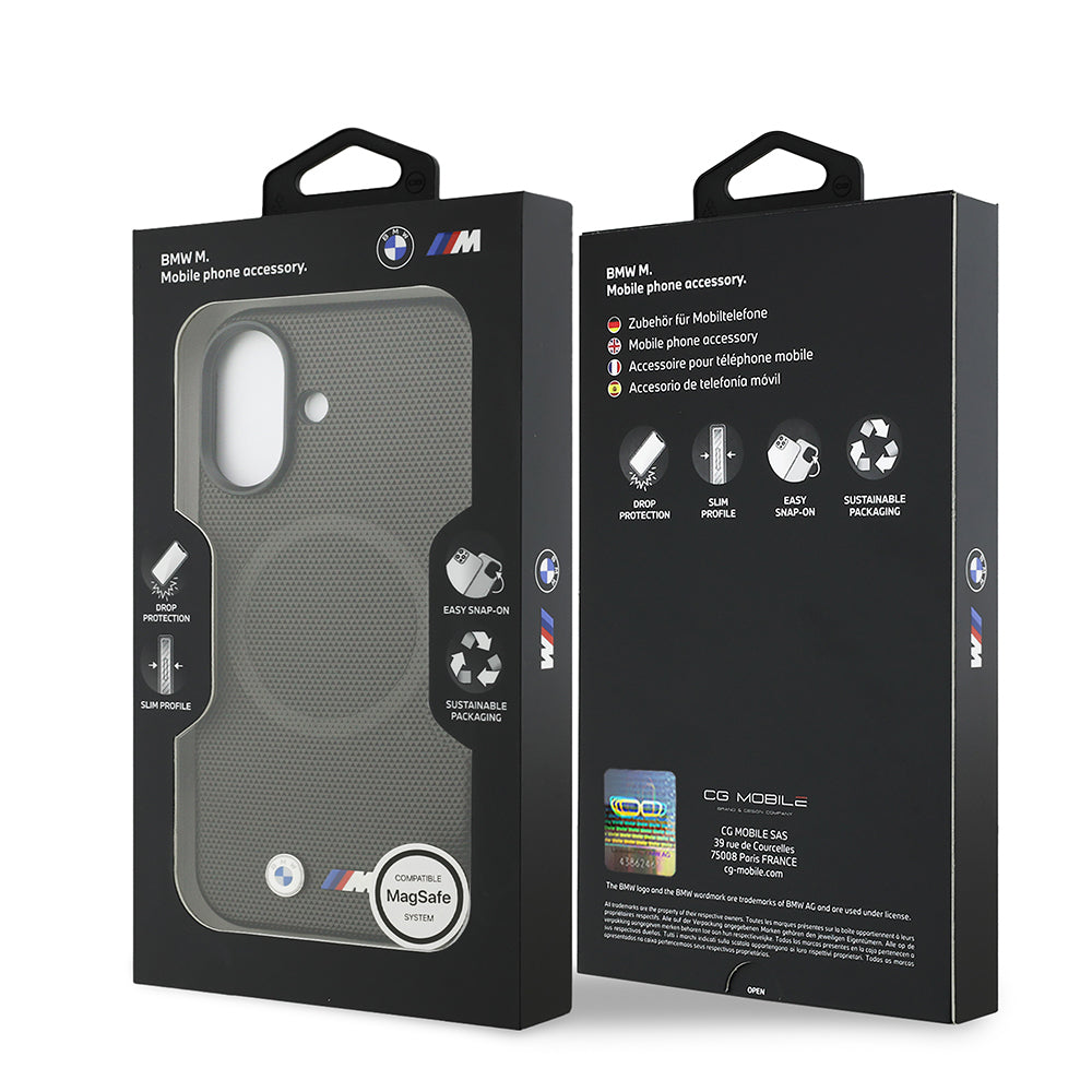 iPhone 17 Kılıf BMW Orijinal Lisanslı M-safe Şarj Özellikli Metal Logolu Delikli M Dizayn Deri Kılıf