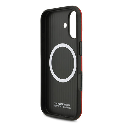 iPhone 17 Kılıf BMW Orijinal Lisanslı M-safe Şarj Özellikli Metal Logolu Delikli M Dizayn Deri Kılıf