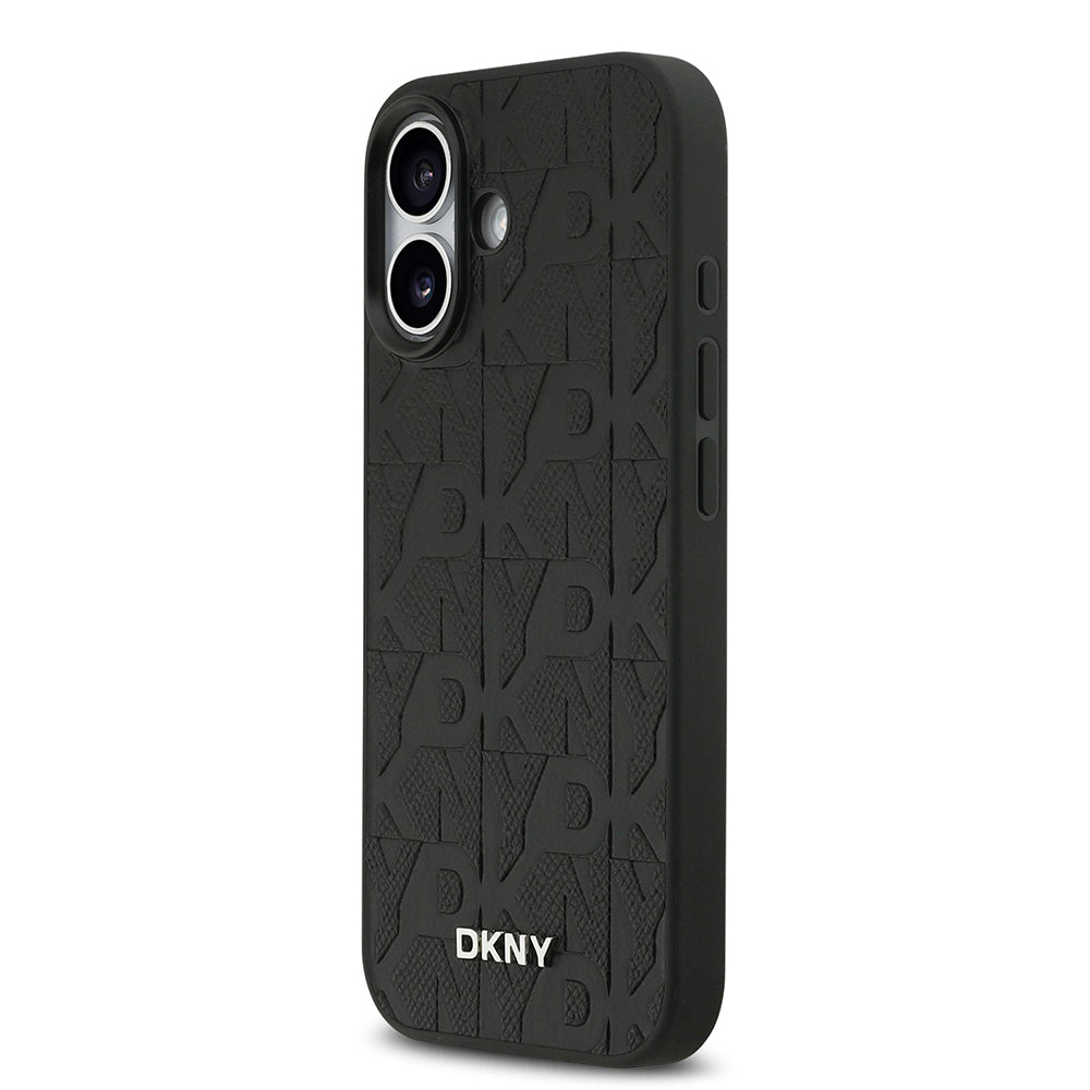 iPhone 17 Kılıf DKNY Orjinal Lisanslı M-safe Şarj Özellikli 3D Yazılı Grid Pattern Kılıf