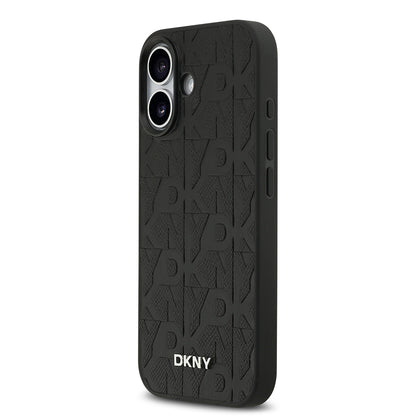 iPhone 17 Kılıf DKNY Orjinal Lisanslı M-safe Şarj Özellikli 3D Yazılı Grid Pattern Kılıf