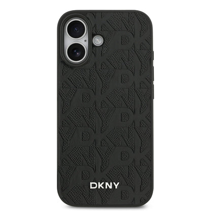 iPhone 17 Kılıf DKNY Orjinal Lisanslı M-safe Şarj Özellikli 3D Yazılı Grid Pattern Kılıf