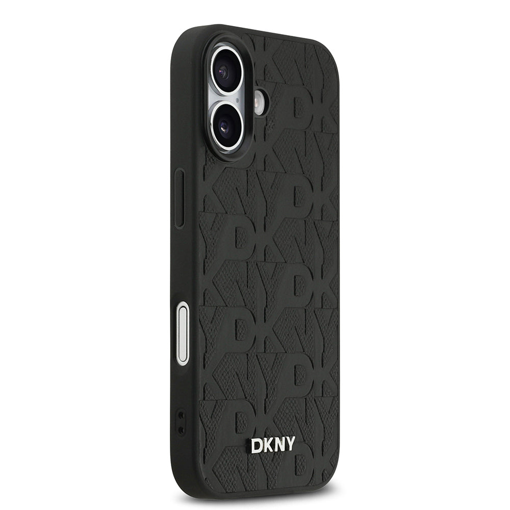 iPhone 17 Kılıf DKNY Orjinal Lisanslı M-safe Şarj Özellikli 3D Yazılı Grid Pattern Kılıf