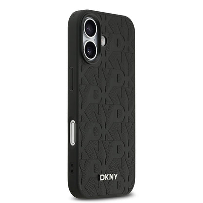 iPhone 17 Kılıf DKNY Orjinal Lisanslı M-safe Şarj Özellikli 3D Yazılı Grid Pattern Kılıf