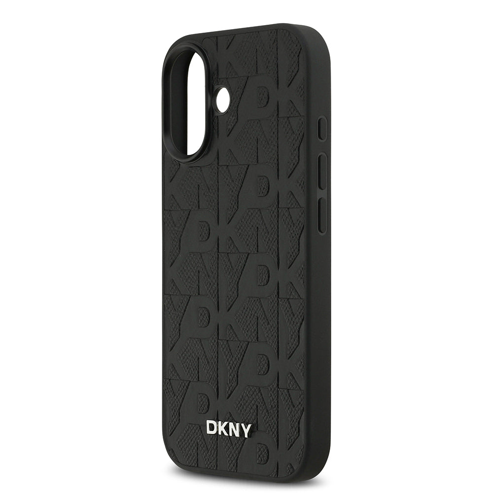 iPhone 17 Kılıf DKNY Orjinal Lisanslı M-safe Şarj Özellikli 3D Yazılı Grid Pattern Kılıf
